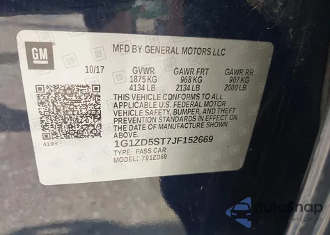 2018 Chevrolet Malibu Lt from USA, damaged, VIN 1G1ZD5ST7JF152669